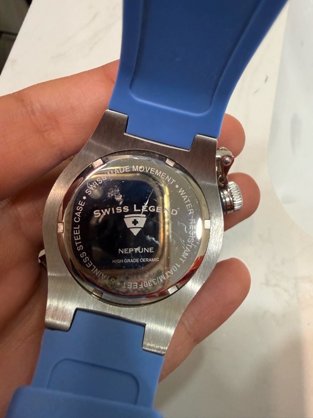 Swiss Legend Blue Silicone Dive Watch with Mother of Pearl Face - Picture 7 of 7